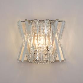 Faline Polished Nickel Crystal Wall Lights Diyas Flush Crystal Wall Lights